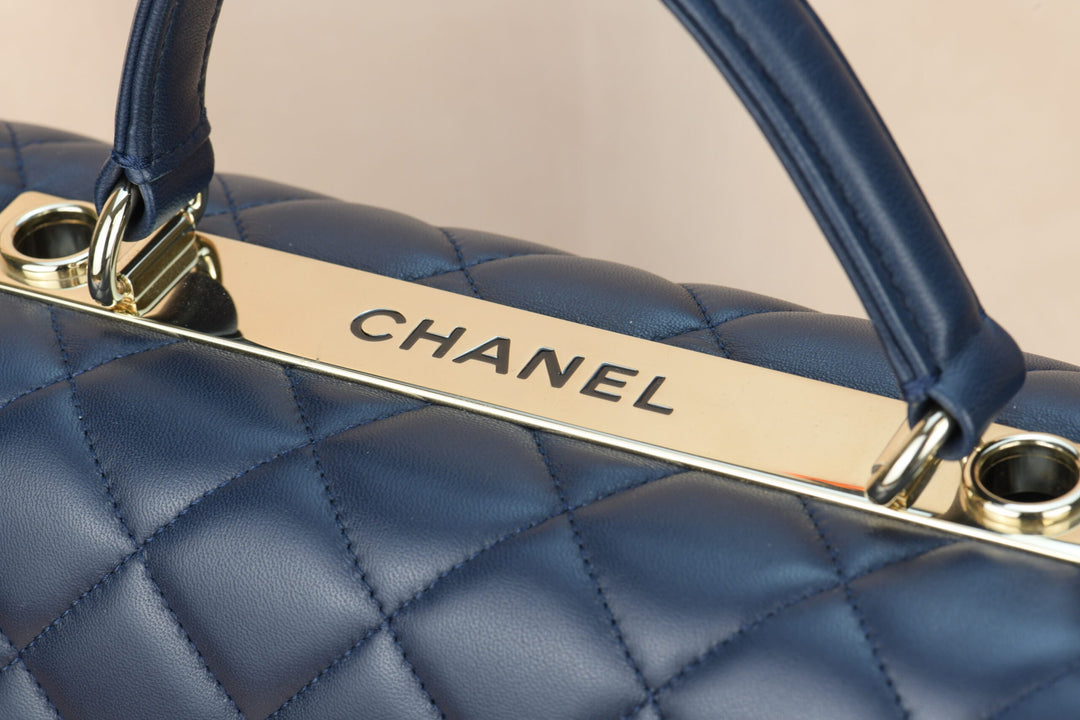 Chanel Navy Blue Quilted Lambskin Mini Flap Bag With Top Handle Gold  Hardware, 2022 Available For Immediate Sale At Sotheby's