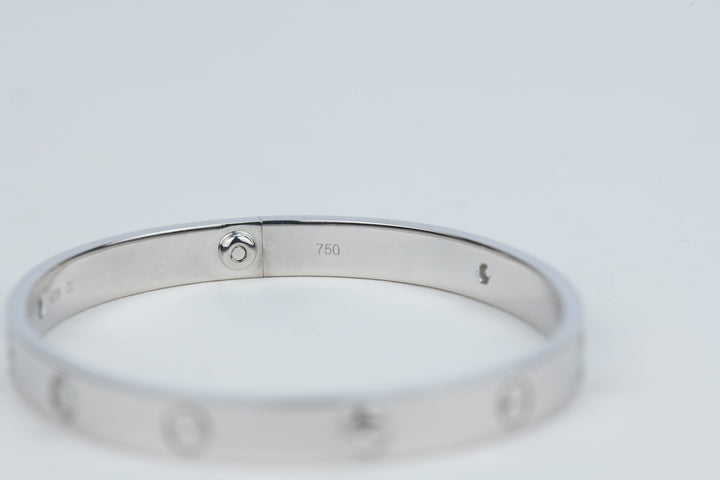 Cartier White Gold 4 Diamond Love Bracelet Size 18