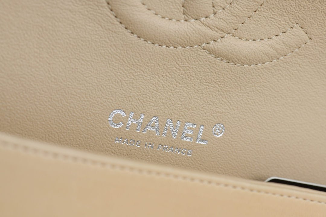 Chanel Beige Lambskin Medium Classic Double Flap Bag