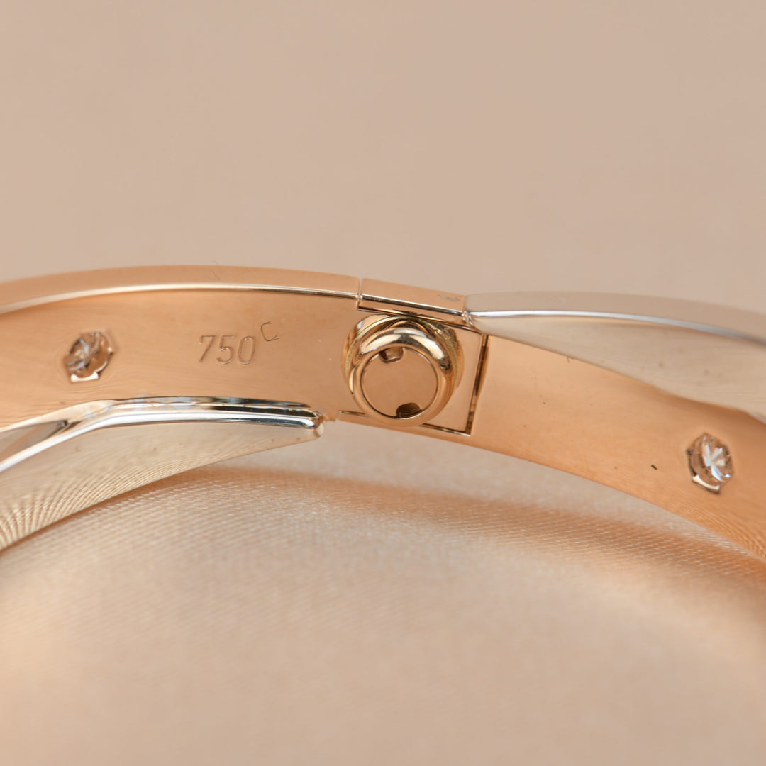 Cartier Love Bracelet Set in Rose and White Gold Pave Diamond Size 16