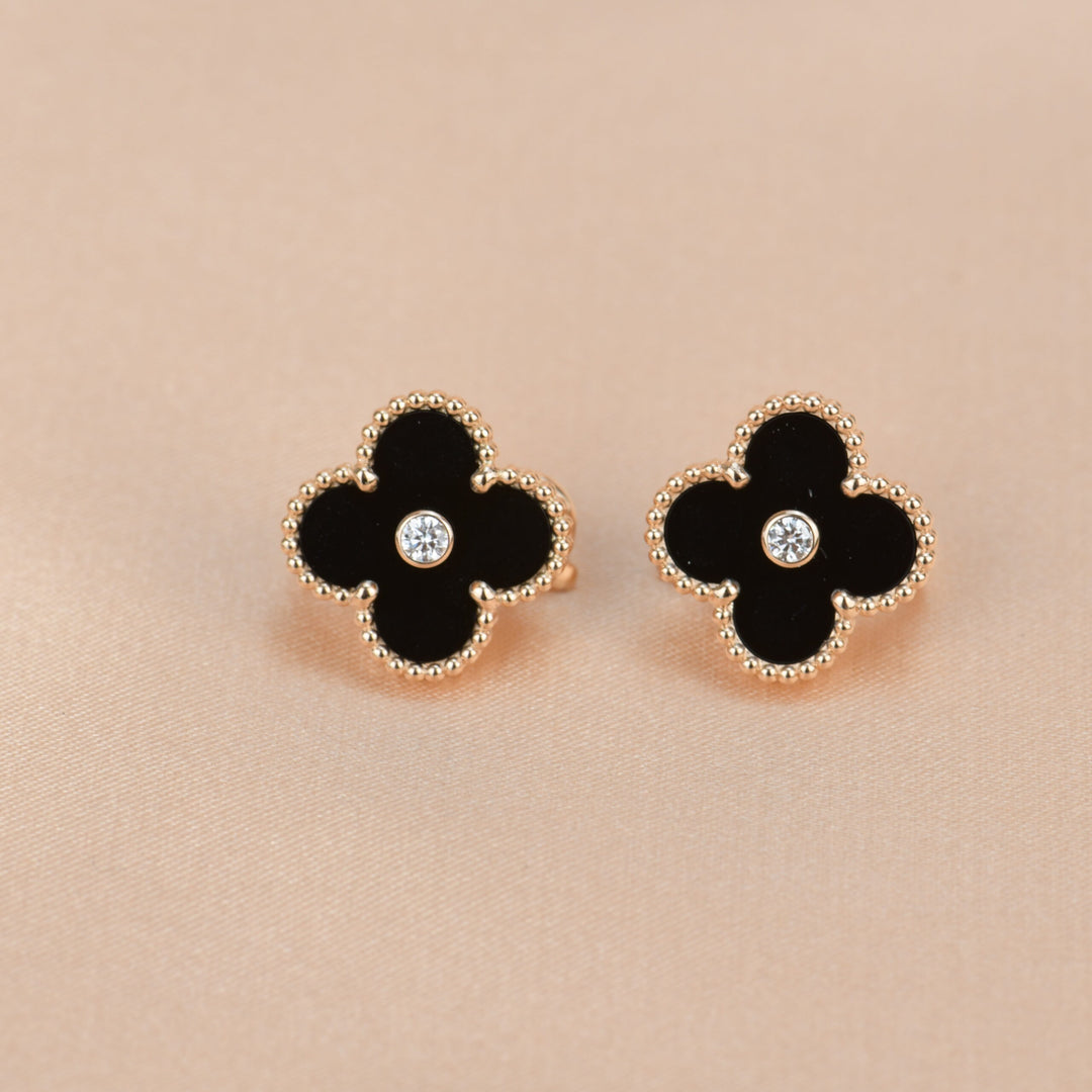 Van Cleef & Arpels Alhambra Diamond Gold Earrings