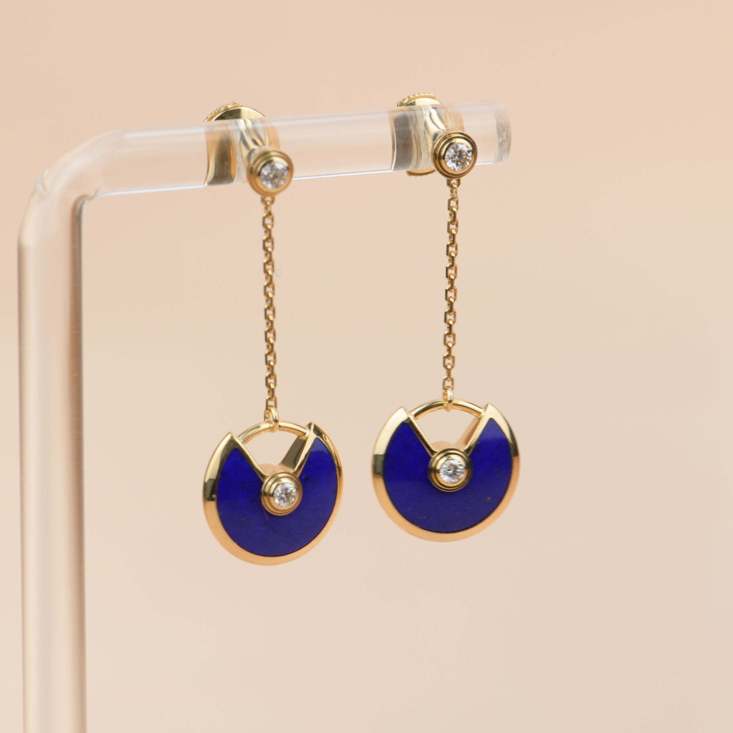 Cartier Diamond and Lapis Lazuli Amulette de Cartier Drop Earrings