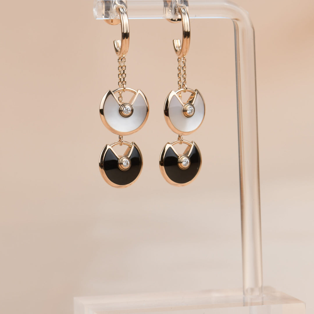 Cartier Diamond Onyx Amulette de Drop Earrings XS Model