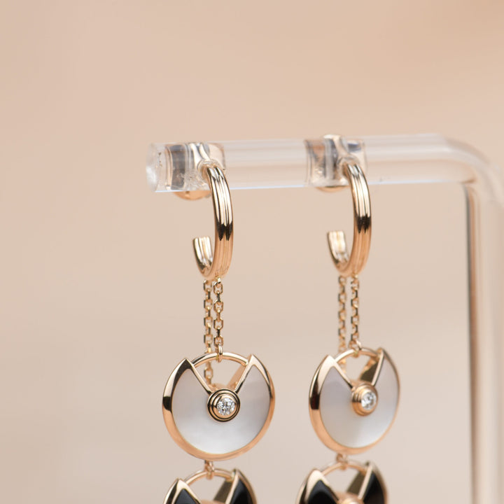 Cartier Diamond Onyx Amulette de Drop Earrings XS Model