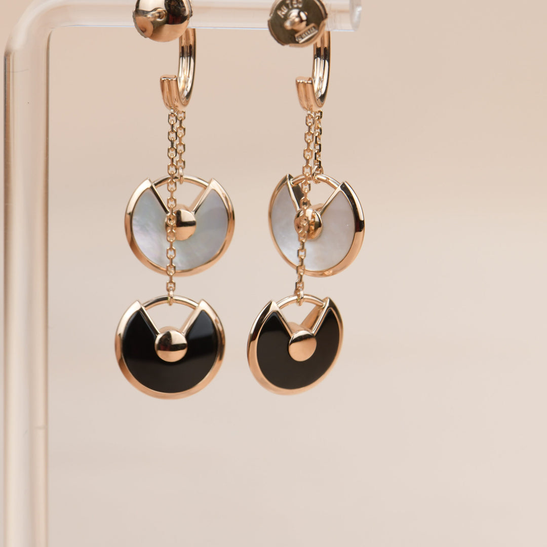 Cartier Diamond Onyx Amulette de Drop Earrings XS Model