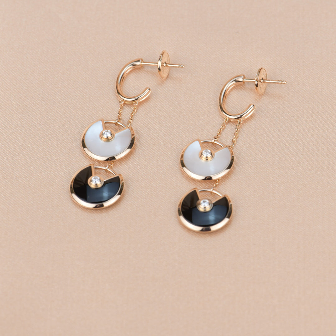 Cartier Diamond Onyx Amulette de Drop Earrings XS Model