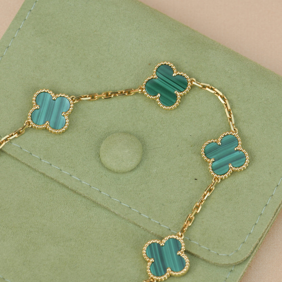 Van Cleef & Arpels 5 Motif Vintage Alhambra Malachite Bracelet