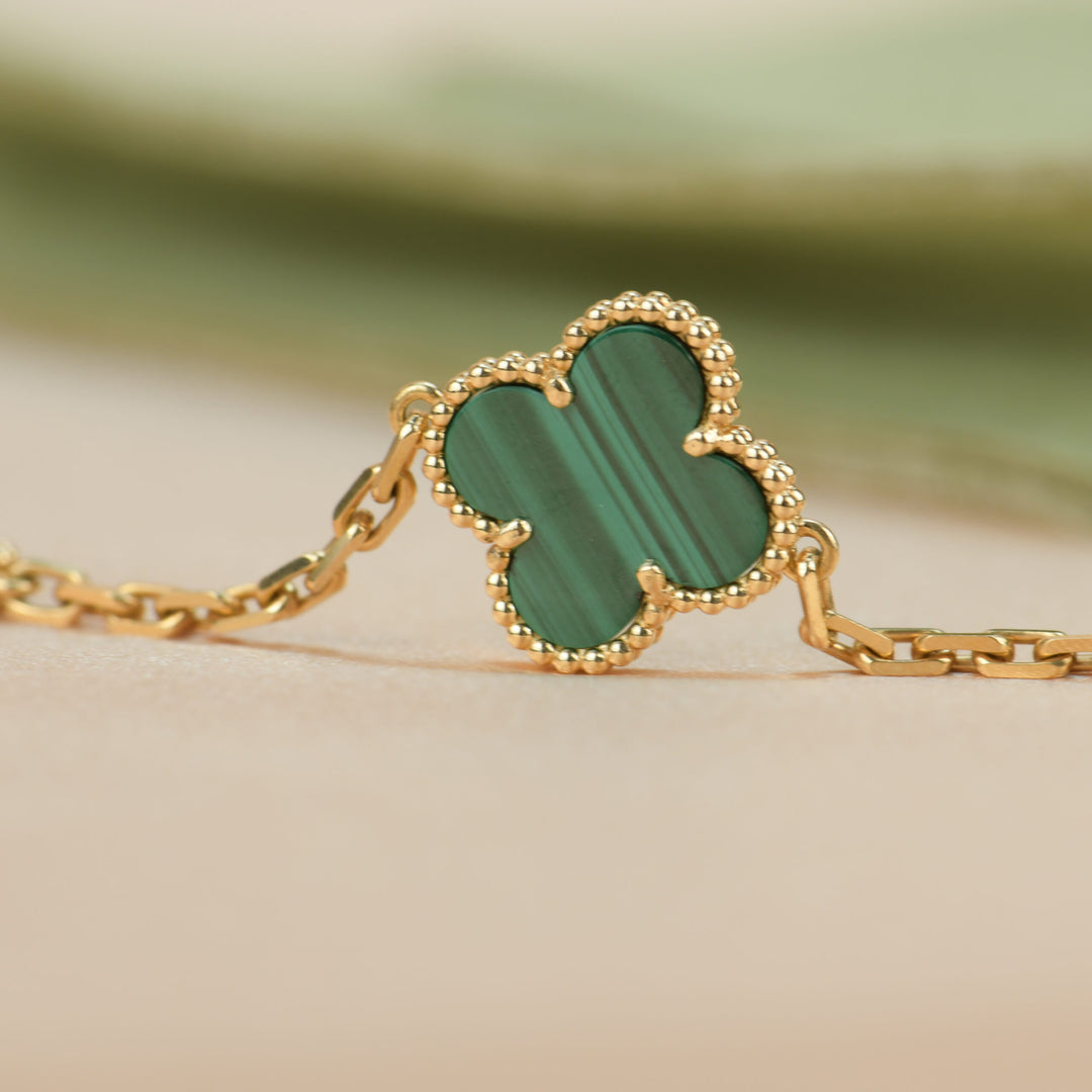 Van Cleef & Arpels 5 Motif Vintage Alhambra Malachite Bracelet