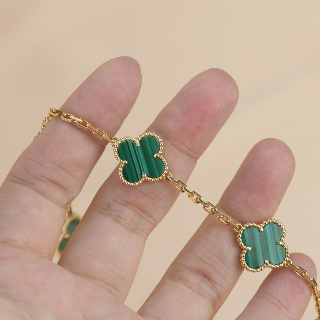 Van Cleef & Arpels 5 Motif Vintage Alhambra Malachite Bracelet