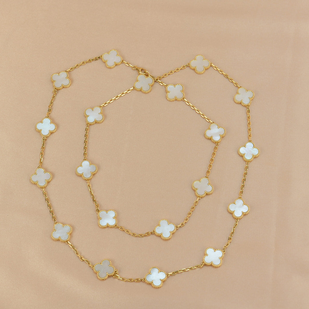 Van Cleef & Arpels Vintage Alhambra 20 Motifs Mother of Pearl Long Necklace