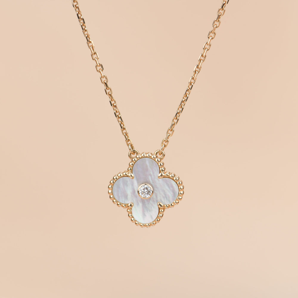 Van Cleef & Arpels Diamond Mother of Pearl Limited Edition Alhambra Necklace