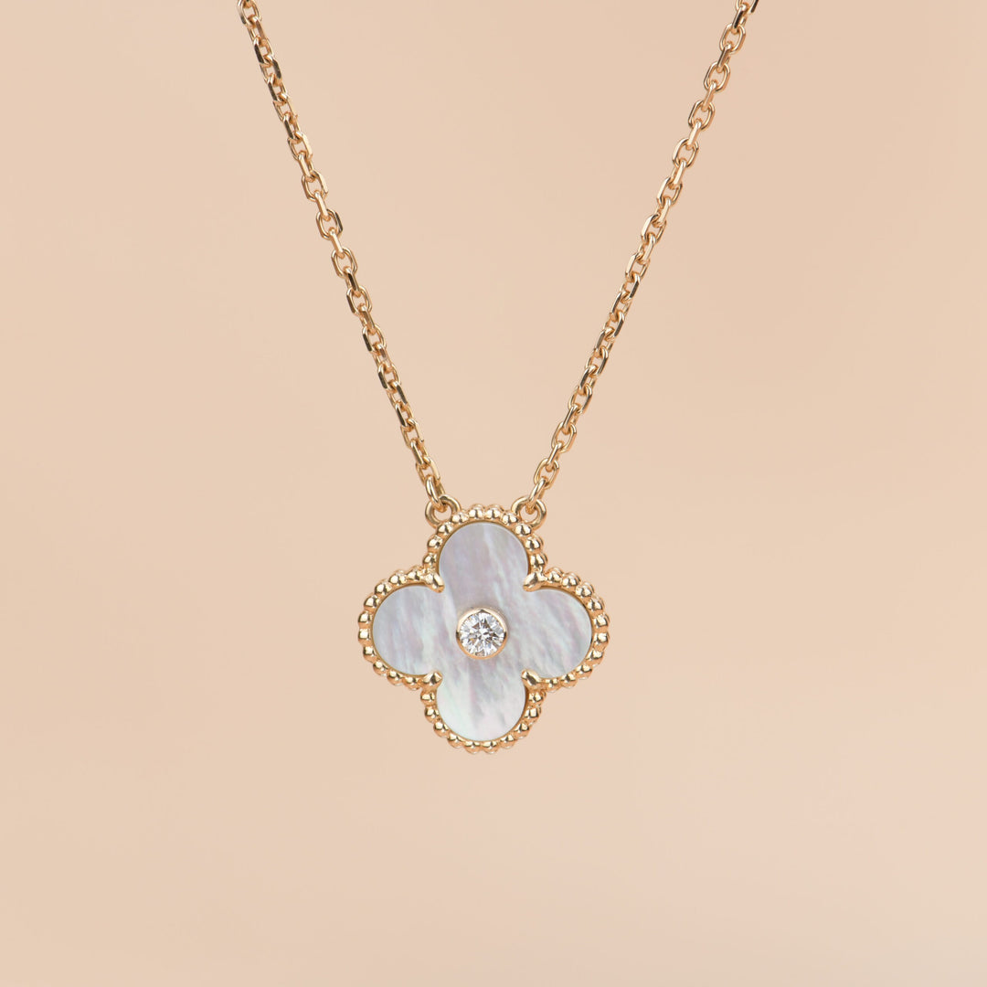 Van Cleef & Arpels Diamond Mother of Pearl Limited Edition Alhambra Necklace