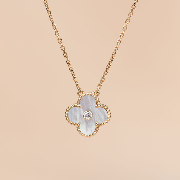 Van Cleef & Arpels Diamond Mother of Pearl Limited Edition Alhambra Necklace