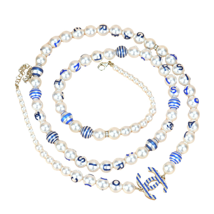 Chanel Cruise 2019 Painted Pearl Coco Logo Necklace