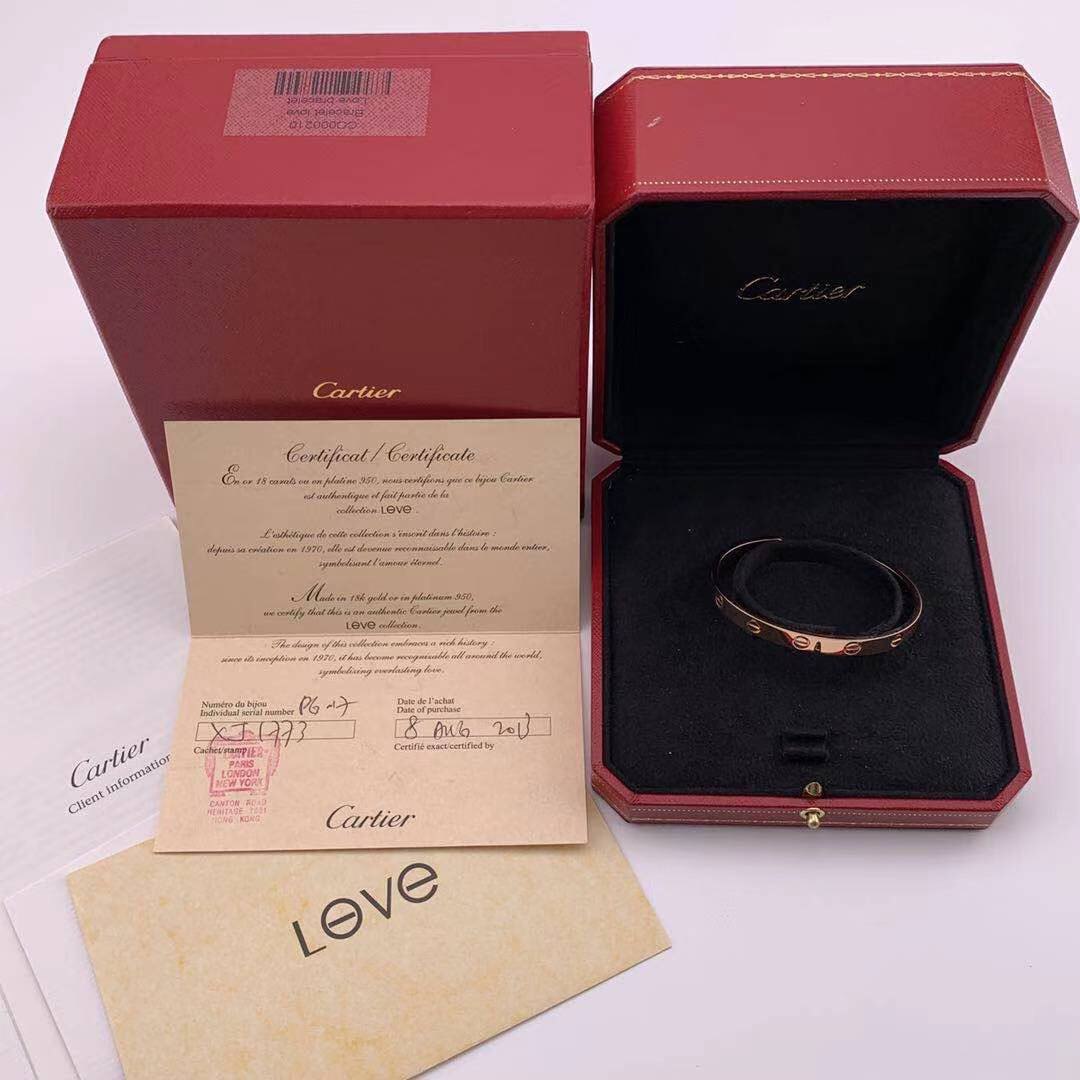 Cartier Rose Gold Cuff Love Bracelet Size 17