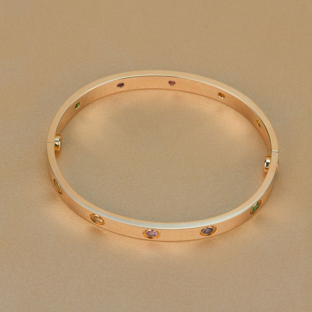 Cartier Love Bracelet Multi Gem Rose Gold Size 17