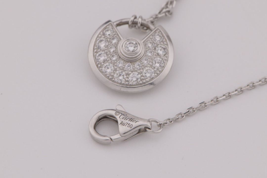 Cartier Amulette de 18K White Gold Diamond Necklace