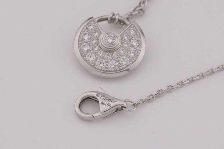 Cartier Amulette de 18K White Gold Diamond Necklace