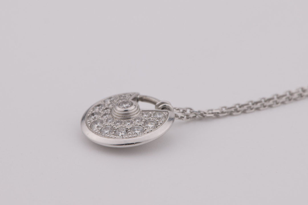 Cartier Amulette de 18K White Gold Diamond Necklace