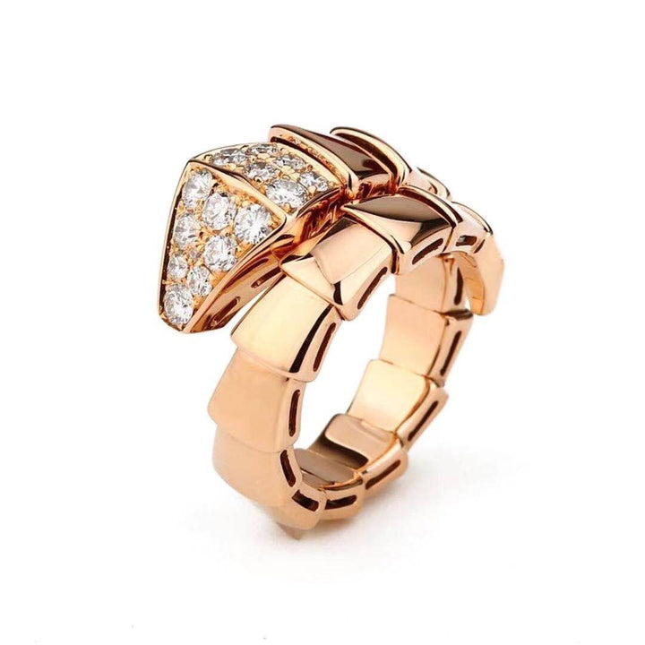 Bulgari Rose Gold Diamond Serpenti Ring Size L