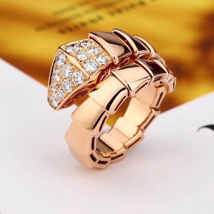 Bulgari Rose Gold Diamond Serpenti Ring Size L