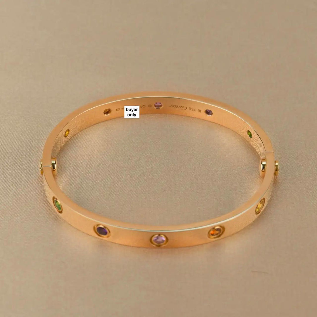 Cartier Love Bracelet Multi Gem Rose Gold Size 16