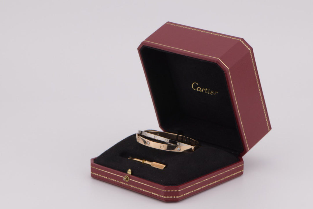 Cartier Limited Edition White Rose White Gold Diamond Love Bracelet Size 19