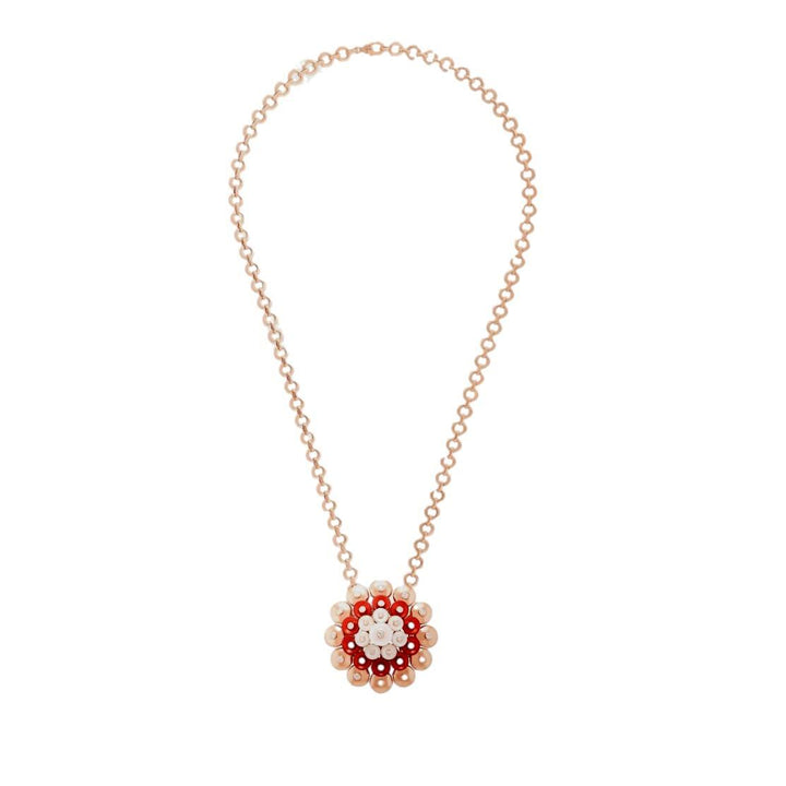 Van Cleef & Arpels Bouton d'or 18K rose gold Carnelian Diamond Pendant Necklace for sale