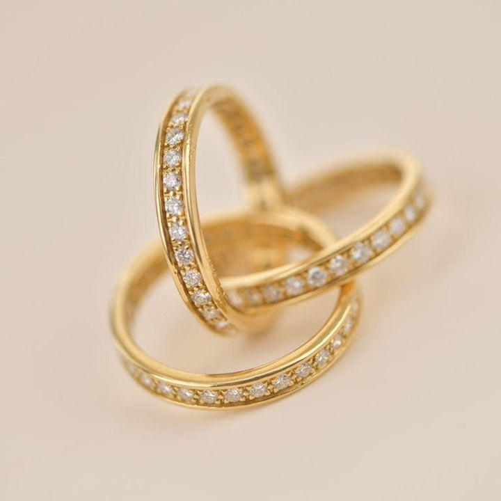 Second Hand Cartier Trinity 18K Yellow Gold Diamond Pave Band Ring