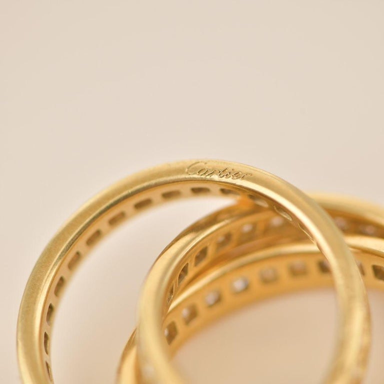 Preloved Cartier Trinity Gold Diamond Pave Band Ring