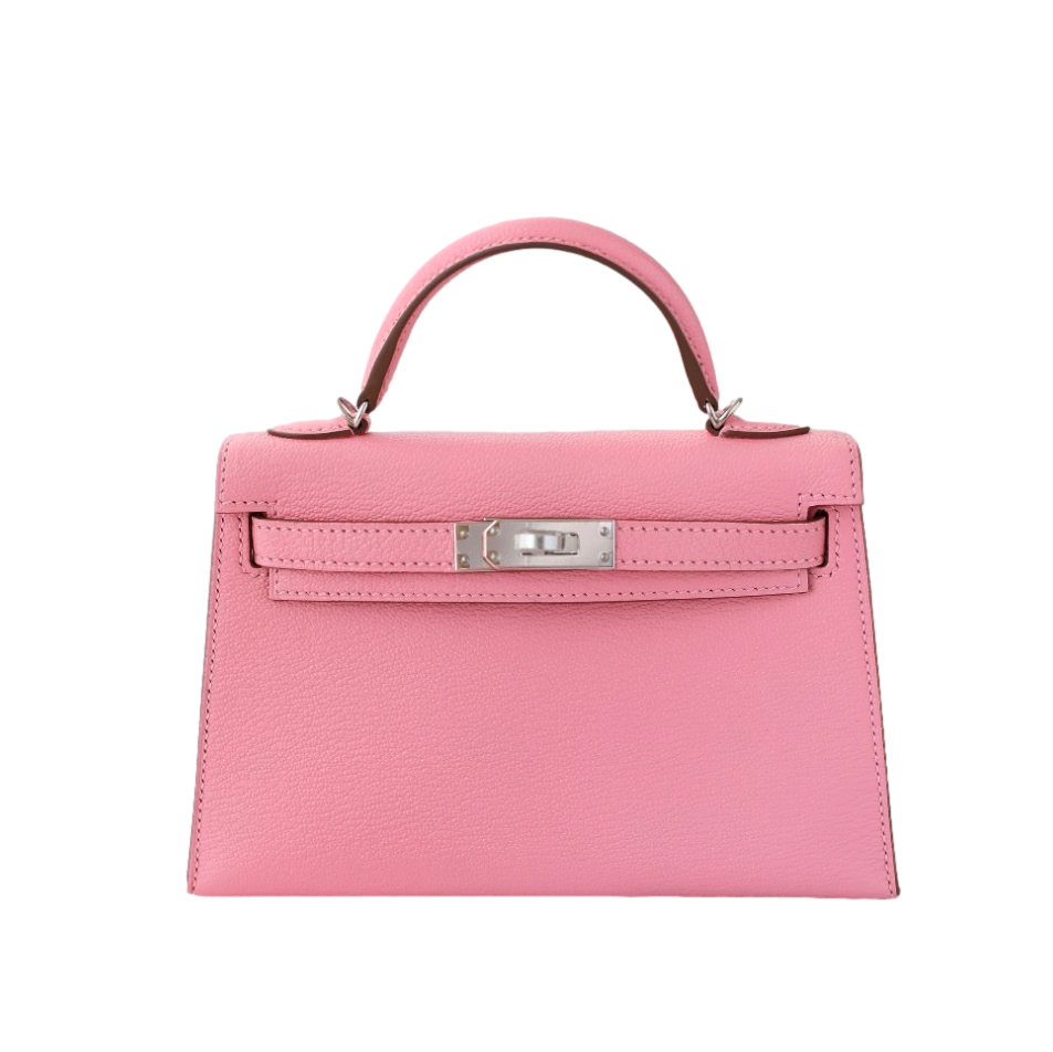 Hermès Mini Kelly 20 II Rose Confetti Chevre Leather with Palladium Ha ...