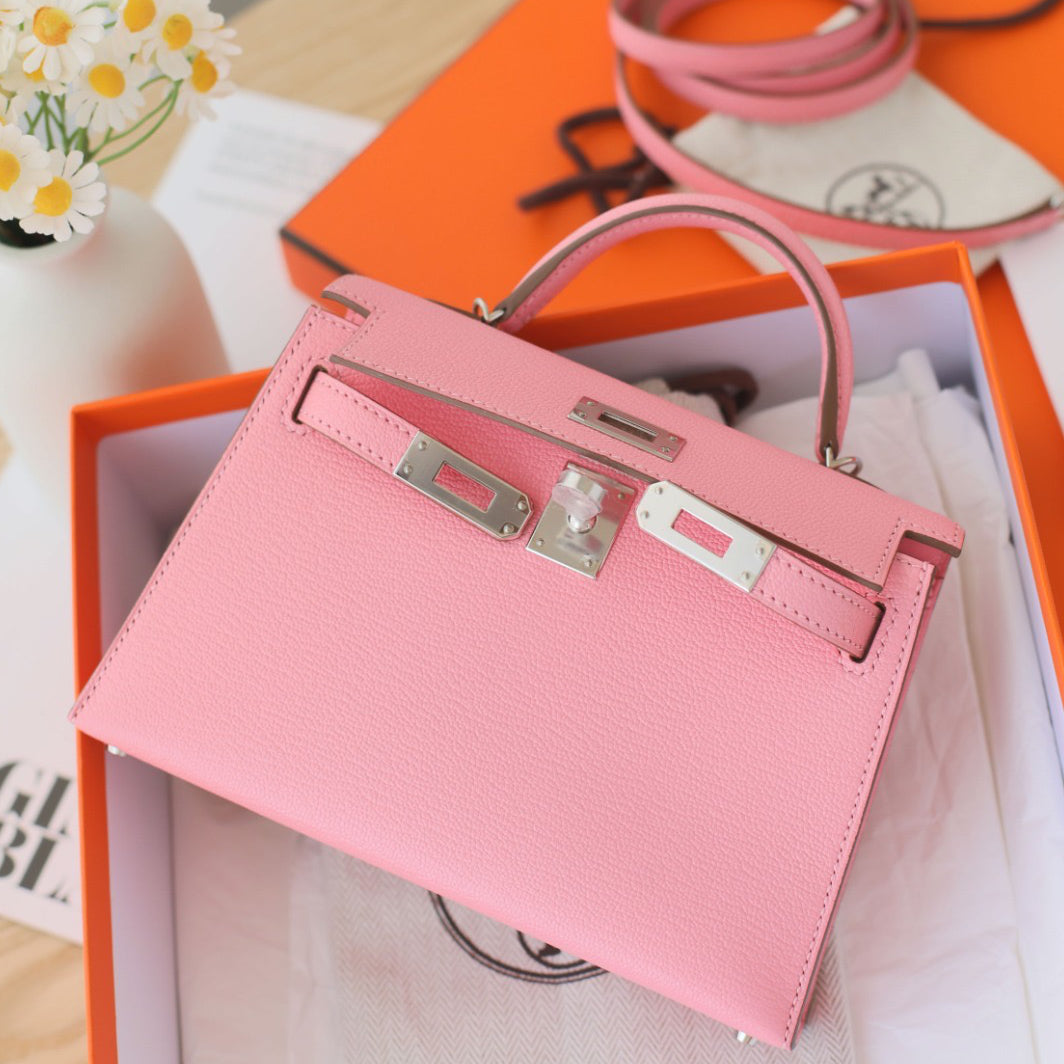 Hermes Mini Kelly Bag in Original Epsom Leather Pink