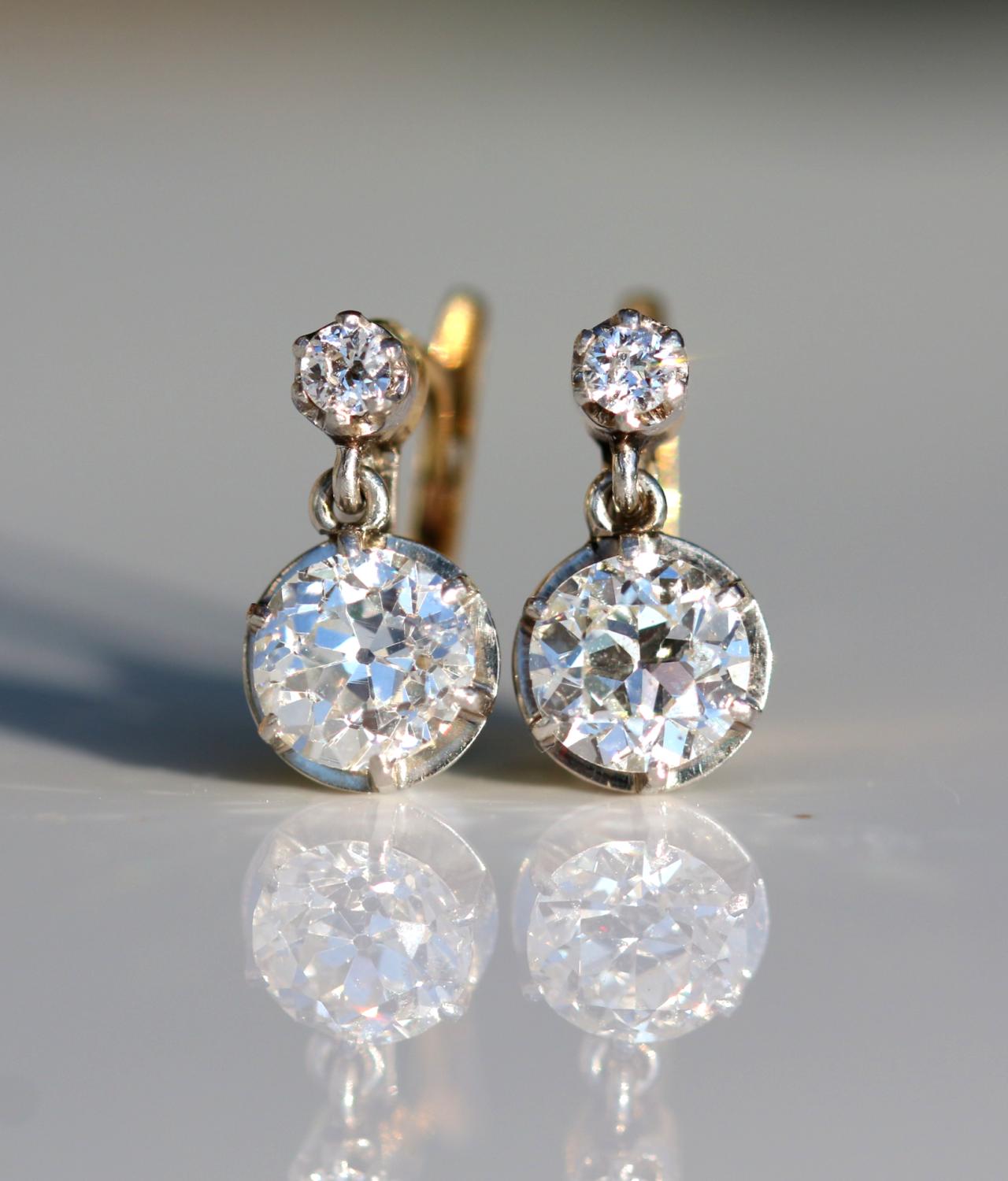 Old european clearance cut diamond earrings