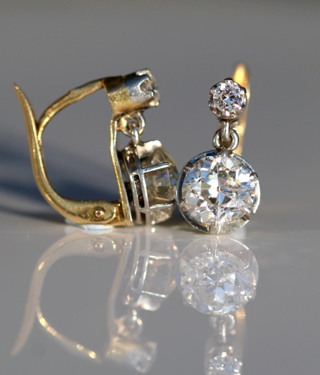 Victorian Antique Old European Cut Diamond Drop Earrings - SOLD