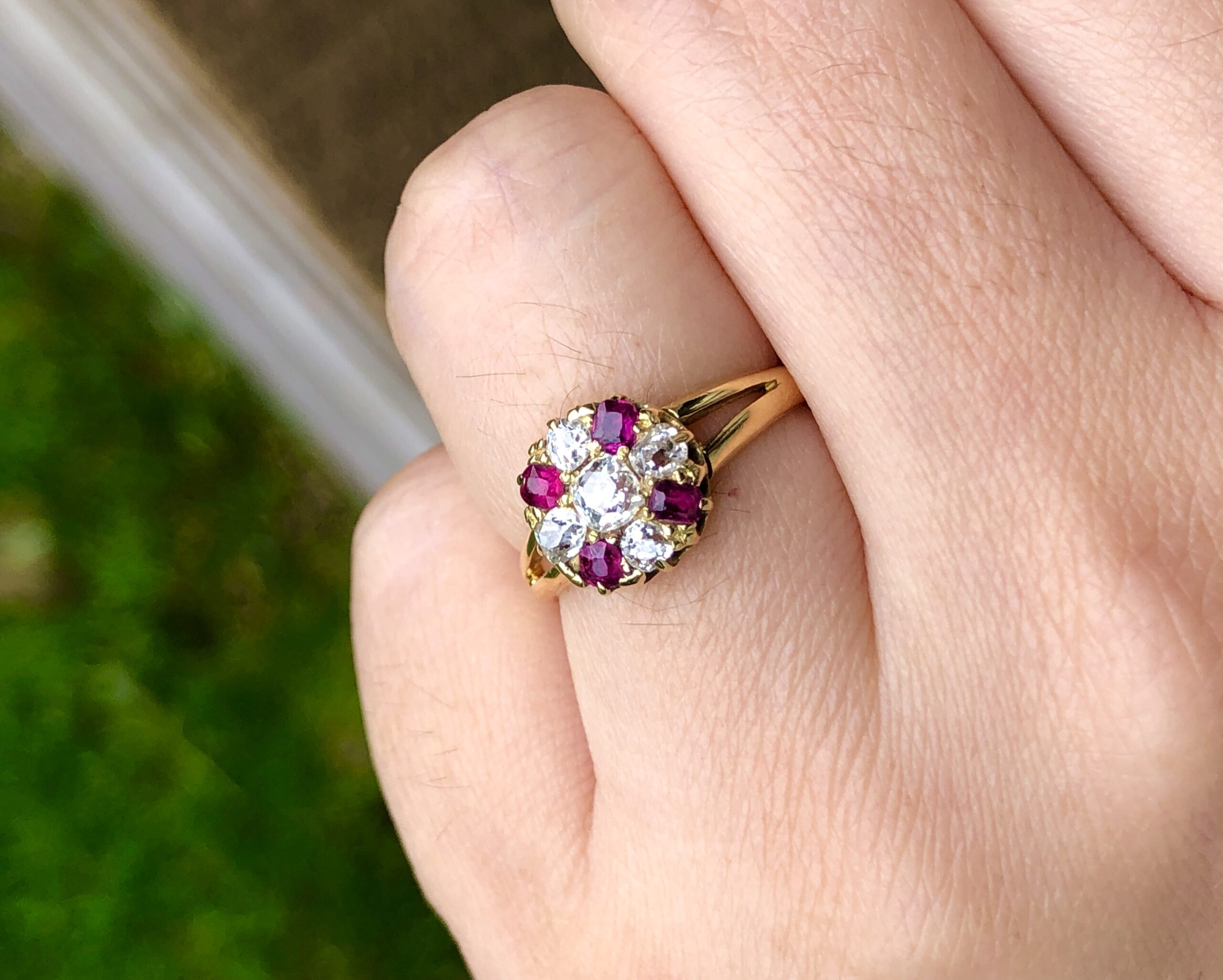 Vintage diamond clearance and ruby ring