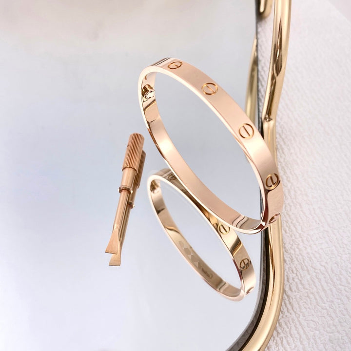 Cartier Love Rose Gold Plain Bracelet Size 18