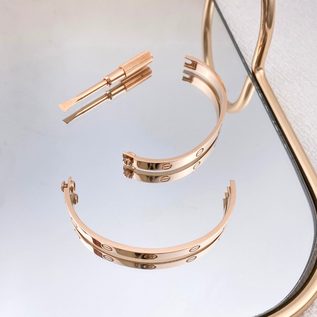 Cartier Love Rose Gold Plain Bracelet Size 18