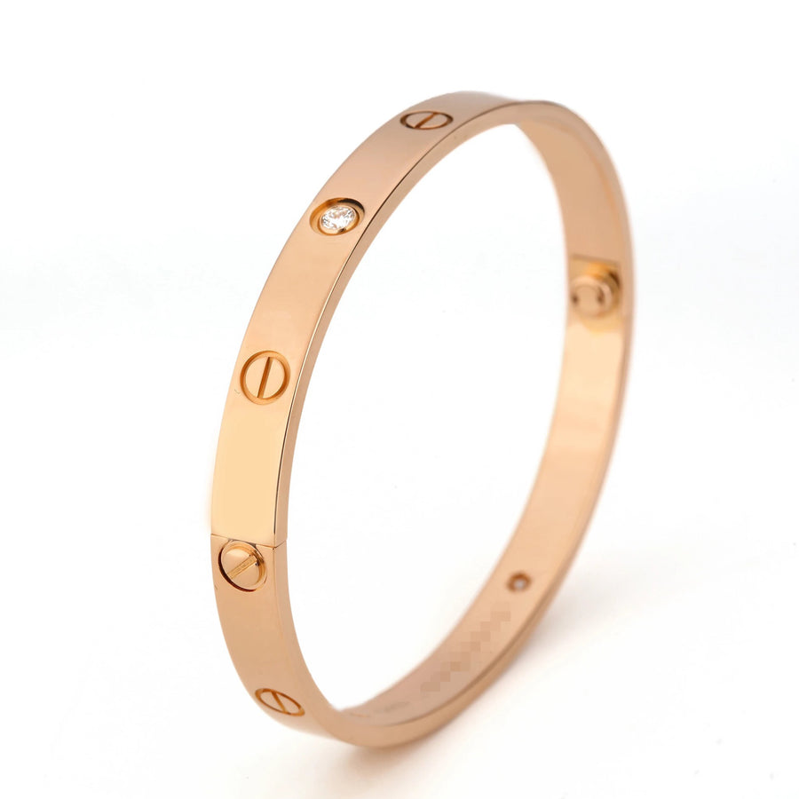 Cartier Love 4 Diamonds Rose Gold Bracelet Size 18