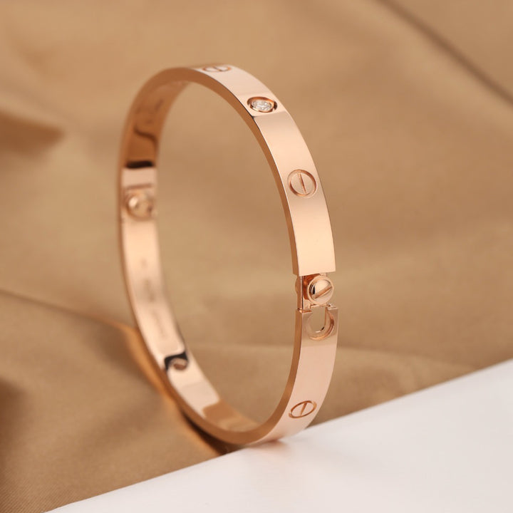 Cartier Love 4 Diamonds Rose Gold Bracelet Size 18