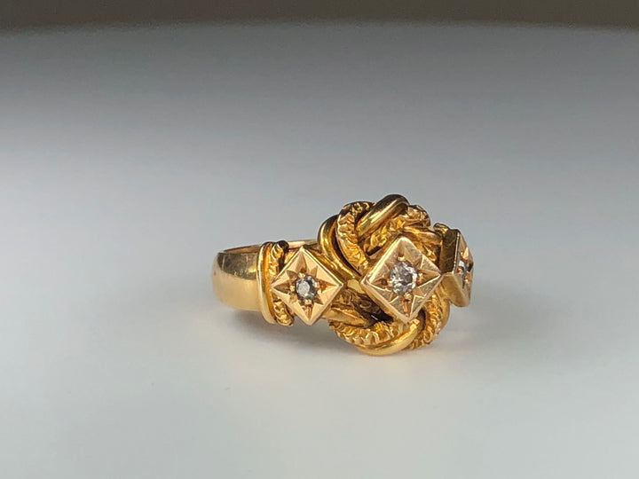 Edwardian 18 Karat Gold Diamond Love Knot Ring- SOLD