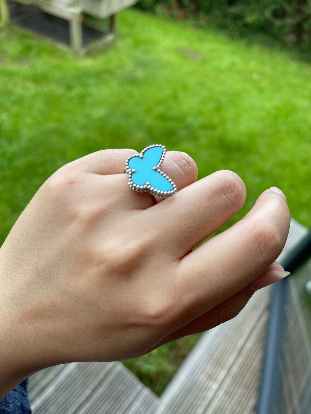 Van Cleef & Arpels Lukcy Alhambra Turquoise Butterfly Ring