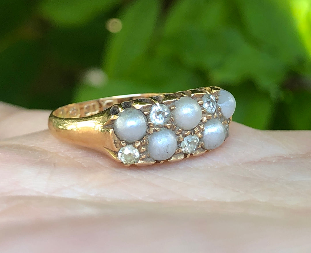 Victorian Diamond & Pearl Antique Ring- SOLD