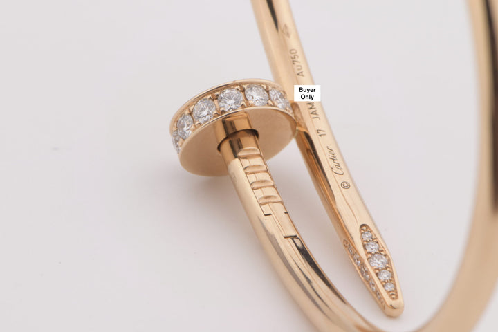 Cartier Juste Un Clou Diamond Bracelet Rose Gold Size 17