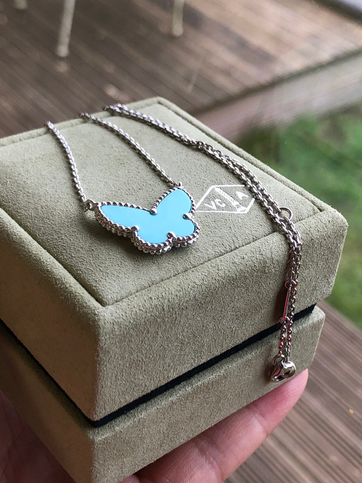 Van Cleef Arpels Lucky Alhambra Big Turquoise Butterfly  Pendant Necklace - SOLD