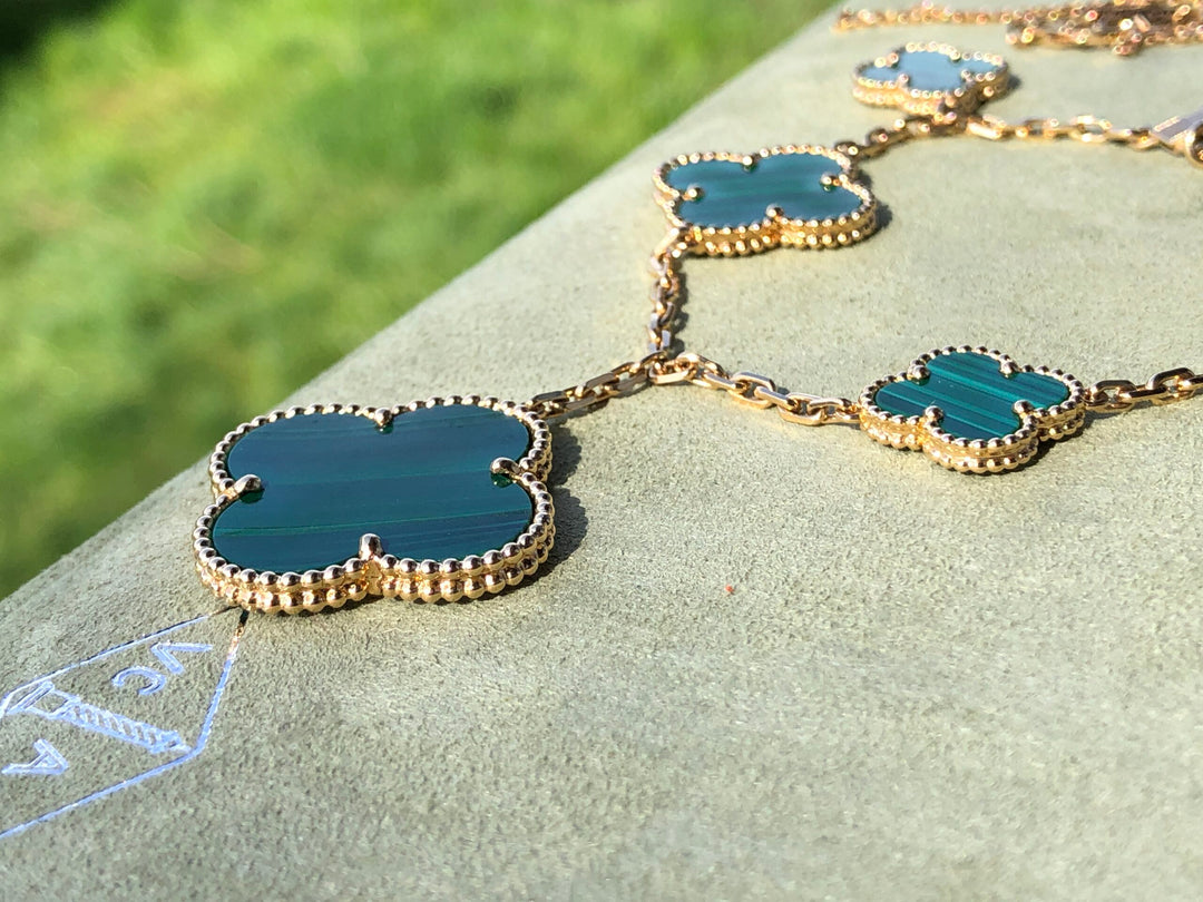 Van Cleef & Arpels Magic Alhambra Malachite 5 Motif Bracelet & Necklace－SOLD