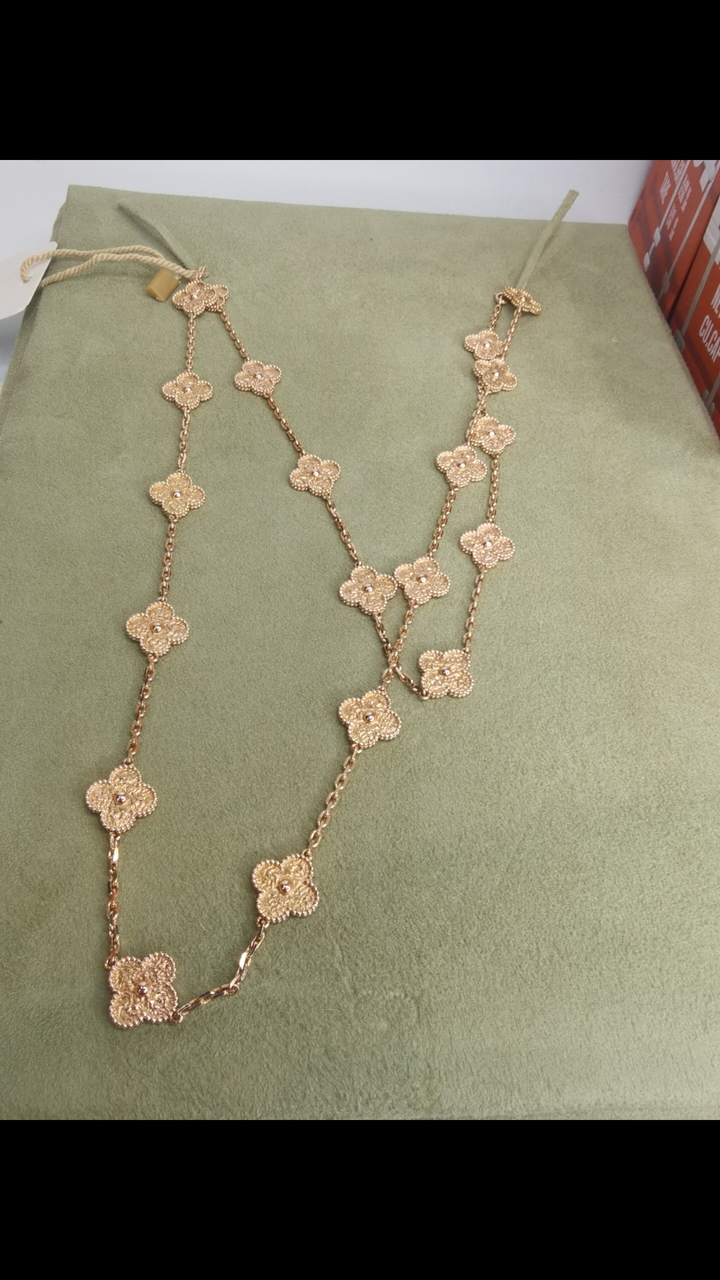 VAN CLEEF & ARPELS Vintage Alhambra 18k Yellow Gold 20 Motif Long Necklace - SOLD