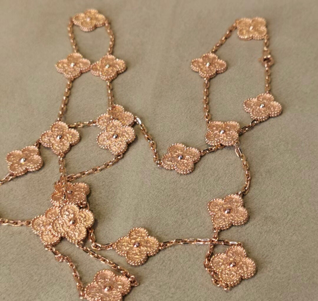 VAN CLEEF & ARPELS Vintage Alhambra 18k Yellow Gold 20 Motif Long Necklace - SOLD