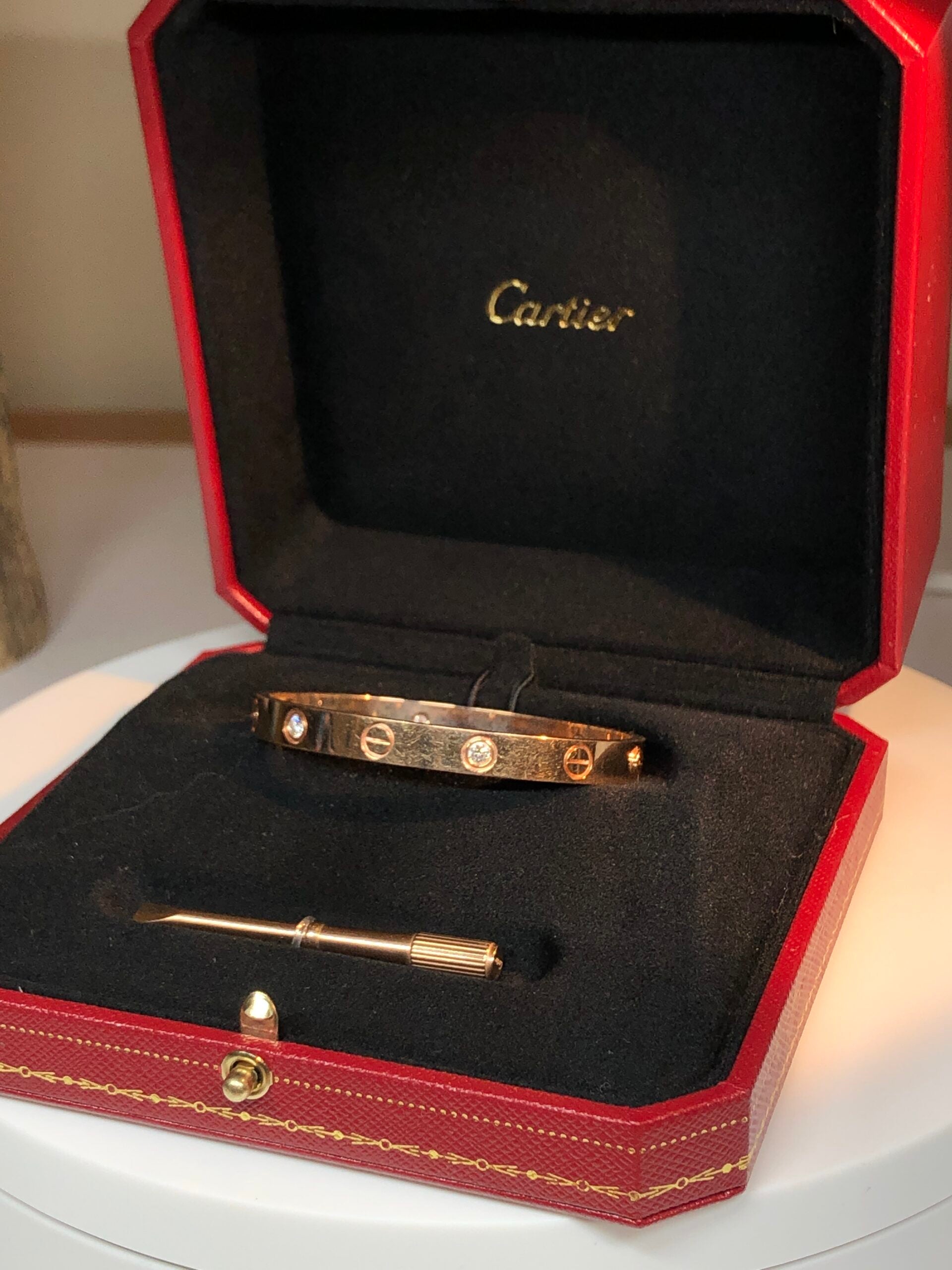 Cartier love bracelet rose gold 4 diamonds best sale