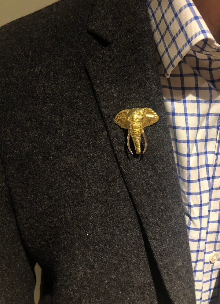 18K Gold Ruby Elephant Head Brooch- SOLD