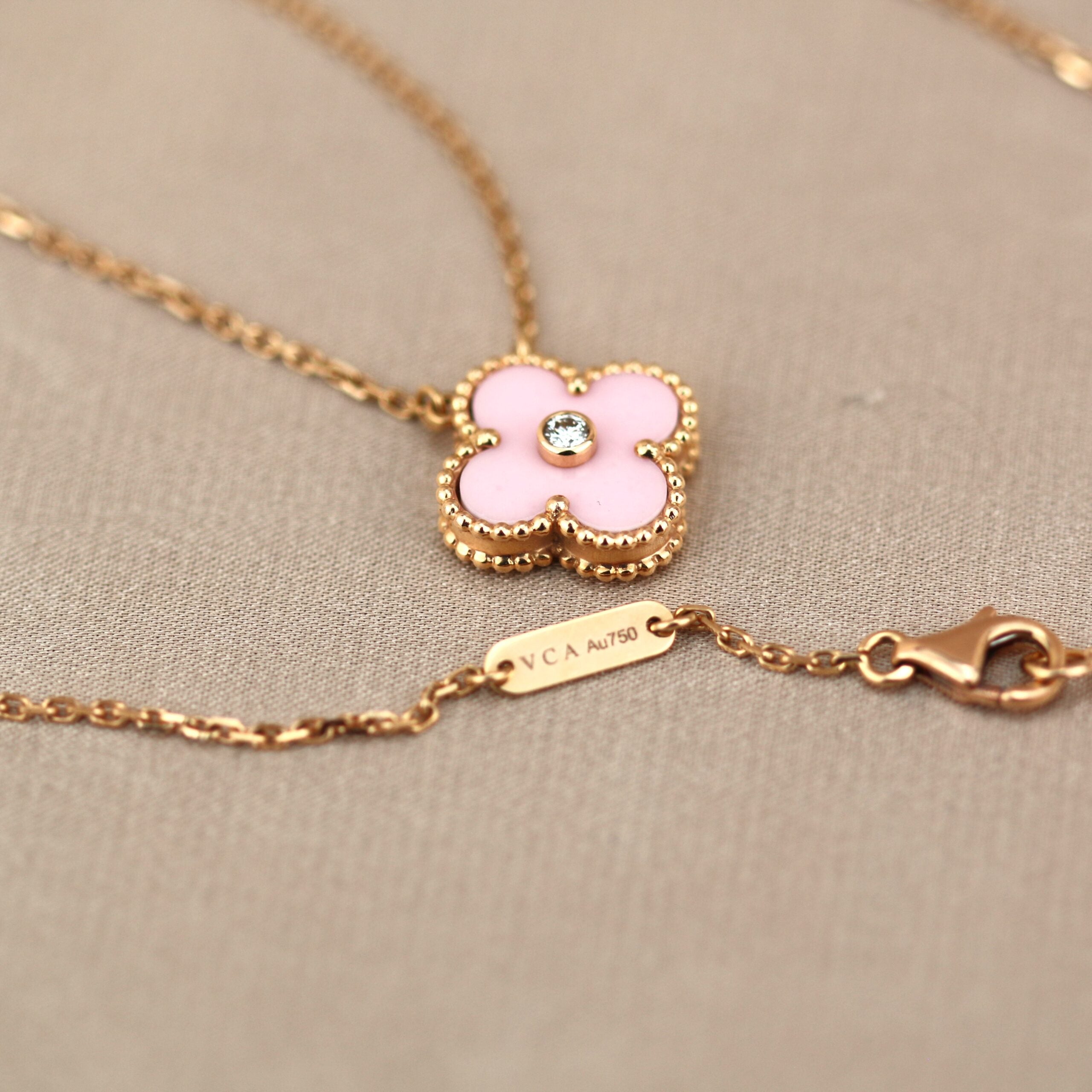 Van cleef and arpels rose gold necklace sale